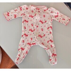 Little Wonders Baby Girl White with Pink Poodle Footed Sleeper size 0–3 Months